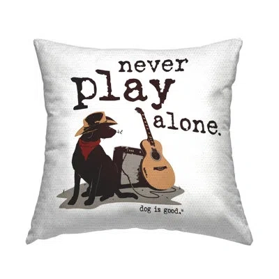Stupell Industries Never Play Music Alone Outdoor Printed Pillow By Dog Is Good In Black