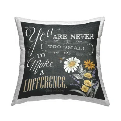 Stupell Industries Never Too Small To Make A Difference Phrase Outdoor Printed Pillow By Deb Strain In Black;white;yellow