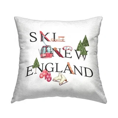 Stupell Industries New England Ski Slopes Winter Seasonal Sports Outdoor Printed Pillow By Ziwei Li In Green;red