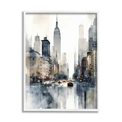 Stupell Industries New York Urban City By Irena Orlov - Single Picture Frame Print On Wood In Coastal White Framed Giclee