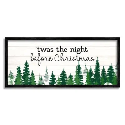 Stupell Industries Night Before Christmas Trees By Kim Allen - Floater Frame Print On Wood In Midnight Black Framed Giclee
