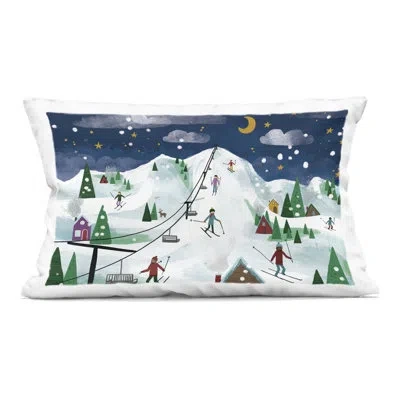 Stupell Industries Nighttime Ski Slopes Decorative Printed Throw Pillow, Design By Loni Harris In Blue