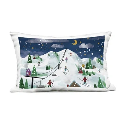 Stupell Industries Nighttime Ski Slopes Outdoor Printed Pillow, Design By Loni Harris In Blue