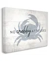 Stupell Industries No Crabby Attitudes Pun Rustic Nautical Animal Stretched Canvas Wall Art By Daphne Polsel In Off-white