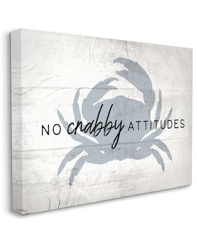 STUPELL STUPELL INDUSTRIES NO CRABBY ATTITUDES PUN RUSTIC NAUTICAL ANIMAL STRETCHED CANVAS WALL ART BY DAPHN