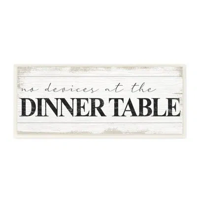 Stupell Industries No Devices At Dinner Table Quote Family Kitchen Sign By Daphne Polselli - Textual Art Print In Wall Plaque
