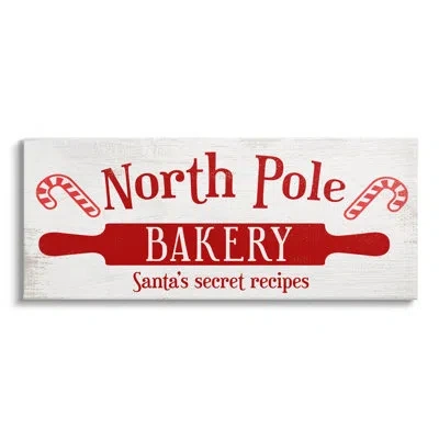 Stupell Industries North Pole Bakery Kitchen Sign Canvas Wall Art By Lil' Rue In Red;cream