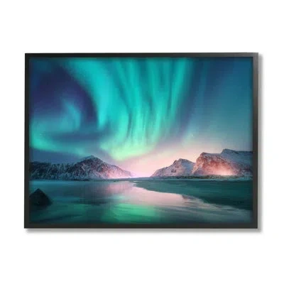 Stupell Industries Northern Lights Photography Framed On Wood By Incado Photograph In Midnight Black Framed Giclee