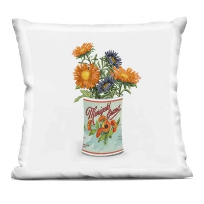 Stupell Industries Nostalgic Marigold Tin Bouquet Decorative Printed Throw Pillow, Design By Val Rhodes In Orange