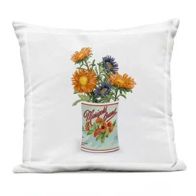 Stupell Industries Nostalgic Marigold Tin Bouquet Outdoor Printed Pillow, Design By Val Rhodes In Orange