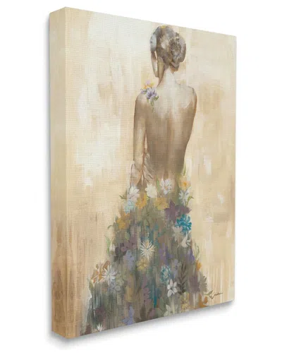 Stupell Industries Nude Female Body Soft Tone Flower Dress Stretched Canvas Wall Art By Liz Jardine In Beige