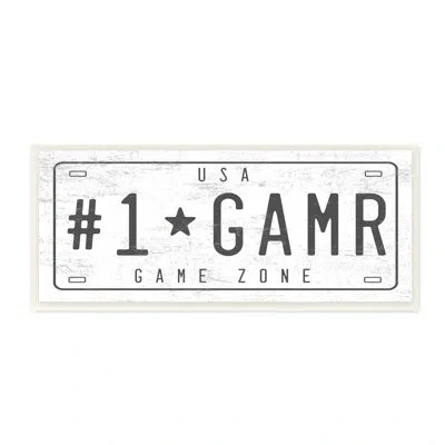 Stupell Industries Number One Gamer Vintage Car License Plate White Framed Giclee Texturized Art By Daphne Polselli In Wall Plaque