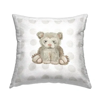 Stupell Industries Nursery Bear On Dots Outdoor Printed Pillow By Cindy Jacobs In Tan