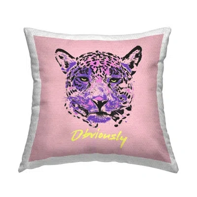 Stupell Industries Obviously Purple Leopard Face Outdoor Printed Pillow By House Of Lulu In Black;pink;purple