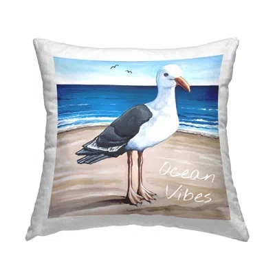 Stupell Industries Ocean Vibes Seagull Standing Vivid Beach Shore Printed Throw Pillow Design By Elizabeth Tyndall