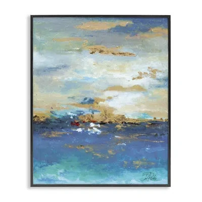 Stupell Industries Ocean View With Tan Accents Framed Giclee Art By Patricia Pinto In Midnight Black Framed Giclee