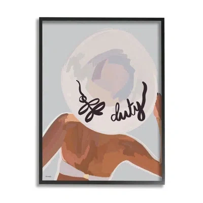 Stupell Industries Off-duty Relaxing Summer Vacation Beach Woman By Amelia Noyes - Floater Frame Graphic Art On Wood In Midnight Black Framed Giclee