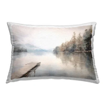 Stupell Industries Old Lake Dock View Outdoor Printed Pillow By Arlington Prints In Gray