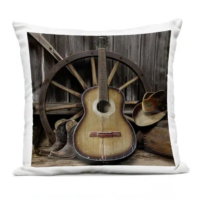 Stupell Industries Old Songs Rustic Guitar Outdoor Printed Pillow, Design By Cad Designs, 18 X 7 X 18 In Brown