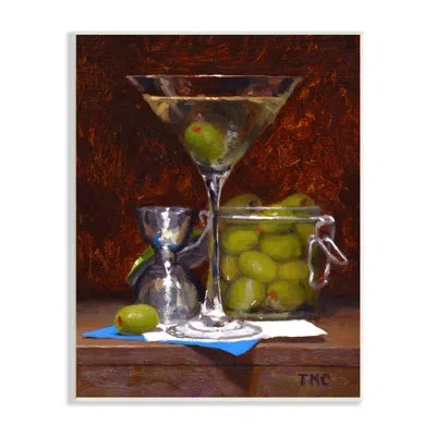 Stupell Industries Olive Martini Cocktail Bar Dark Still Life By Todd M. Casey - Painting In Wall Plaque