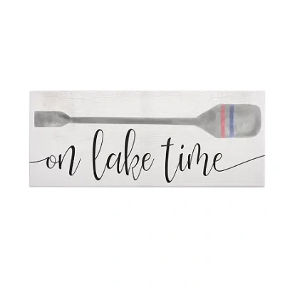 Stupell Industries On Lake Time Boat Oar Phrase Canvas Art In Gray