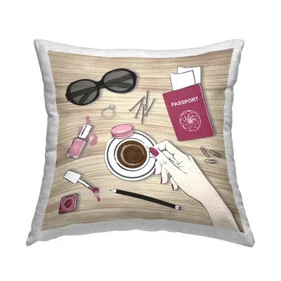 Stupell Industries On My Desk View Printed Outdoor Throw Pillow Design By Martina Pavlova In Beige