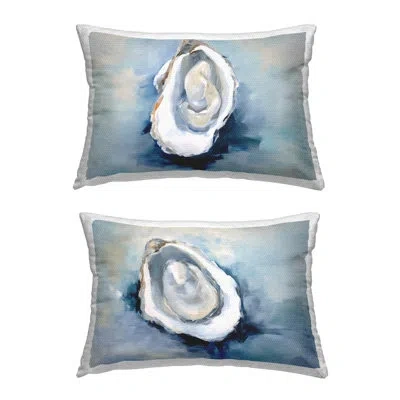 Stupell Industries Open Oyster Mollusk Shells Printed Outdoor Throw Pillow Design By Petal Prints Design (set Of 2) In Blue