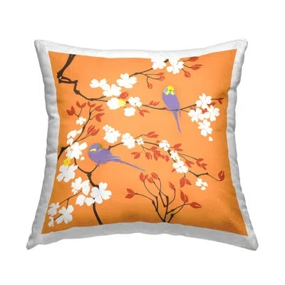Stupell Industries Orange Parakeet Floral Nature Printed Throw Pillow Design By Evelia Designs In Beige