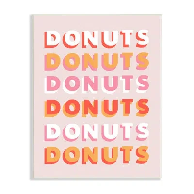 Stupell Industries Orange Pink Donuts Text Pattern Design By Cad Designs - Textual Art In Wall Plaque
