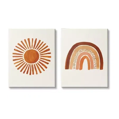 Stupell Industries Orange Sun Patterned Rainbow 2-pc. Wall Art Set In Sand