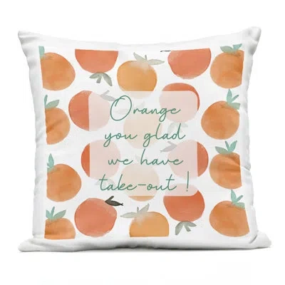 Stupell Industries Orange You Glad Outdoor Printed Pillow, Design By Emily Navas, 18 X 7 X 18