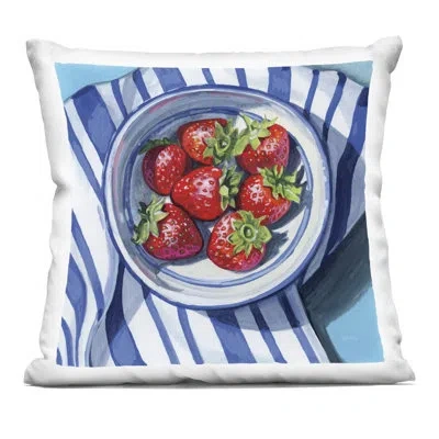 Stupell Industries Oranges On Striped Cloth Decorative Printed Throw Pillow, Design By Kate Jarvik Birch, 18 X 7 X 18 In Blue Food & Beverage 2