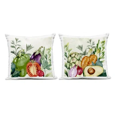 Stupell Industries Organic Kitchen Garden Vegetables Design By Kim Allen Outdoor Printed Pillow (set Of 2) In Green