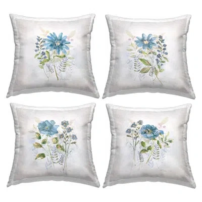 Stupell Industries Organic Soft Blooms Decorative Printed Throw Pillow Design By Kevin Daniel (set Of 4) In Blue
