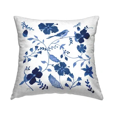 Stupell Industries Ornate Blue Flowers Printed Outdoor Throw Pillow Design By Janet Tava
