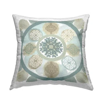 Stupell Industries Ornate Boho Mandala Shapes Outdoor Printed Pillow By Flora Kouta In White;green