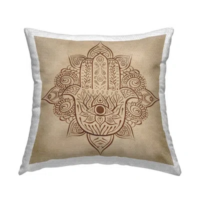 Stupell Industries Ornate Brown Hamsa Pattern Outdoor Printed Pillow By Ziwei Li In Brown;beige