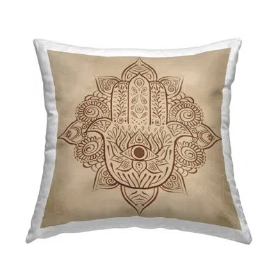 Stupell Industries Ornate Brown Hamsa Pattern Printed Throw Pillow Design By Ziwei Li