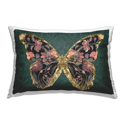 Stupell Industries Ornate Pattern Butterfly Decorative Printed Throw Pillow By Victoria Barnes In Green