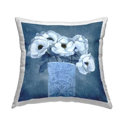 Stupell Industries Ornate Vase Flowers Outdoor Printed Pillow By Janet Tava In Blue