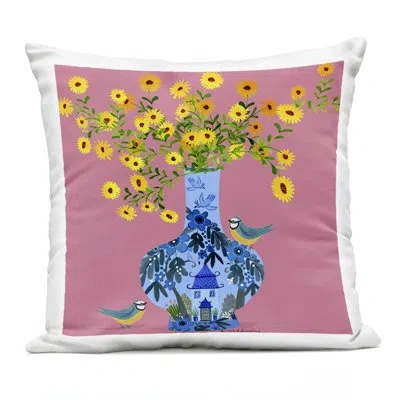Stupell Industries Ornate Vase With Daisies Design By Kay Widdowson Outdoor Printed Pillow In Pink