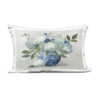 Stupell Industries Ornate Vase With Hydrangeas Outdoor Printed Pillow, Design By Nan In Blue