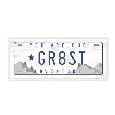 Stupell Industries Our Greatest Adventure Mountain Range License Plate Black Framed Giclee Texturized Art By Daphne Pol In Wall Plaque