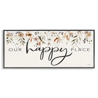 Stupell Industries Our Happy Place Florals Giclee Art By Marla Rae In Midnight Black Framed Giclee