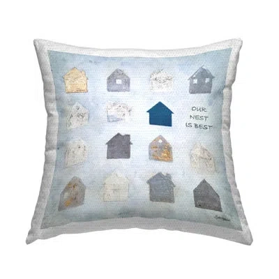 Stupell Industries Our Nest Is Best Varied Houses Shapes Outdoor Printed Pillow By Britt Hallowell In Blue