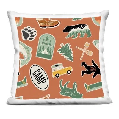 Stupell Industries Outdoorsy Nature Sticker Shapes Decorative Printed Throw Pillow Design By Jilly Jack Designs In Orange