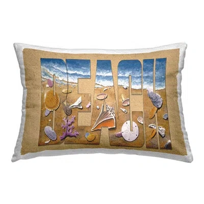 Stupell Industries Outlined Beach Letters Outdoor Printed Pillow By Art Brands Holdings, Llc. In Tan