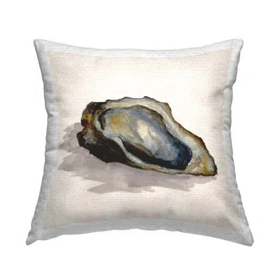 Stupell Industries Oyster Shell On Beige Outdoor Printed Pillow By Jacob Q In Brown