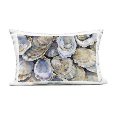 Stupell Industries Oyster Shellabration Pile Outdoor Printed Pillow, Design By Heidi Kuntz, 14 X 7 X 20 In Blue