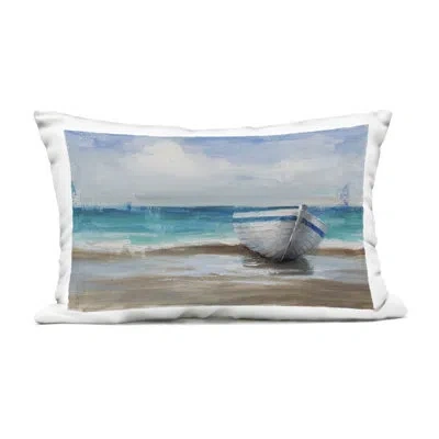 Stupell Industries Painterly Boat On The Shore Outdoor Printed Pillow, Design By Cloverfield & Co., 14 X 7 X 20 In Blue